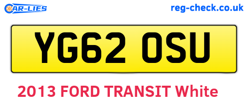 YG62OSU are the vehicle registration plates.