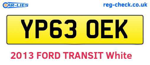 YP63OEK are the vehicle registration plates.