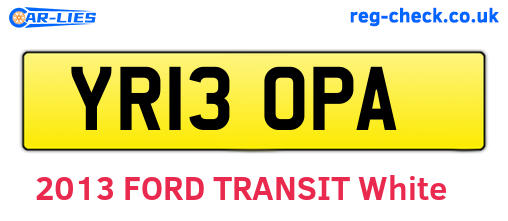 YR13OPA are the vehicle registration plates.