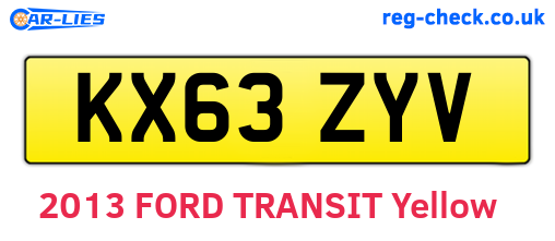 KX63ZYV are the vehicle registration plates.