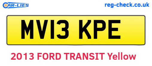 MV13KPE are the vehicle registration plates.