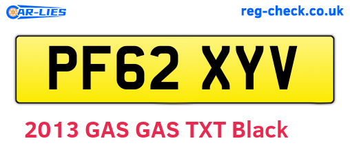 PF62XYV are the vehicle registration plates.