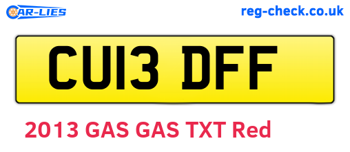 CU13DFF are the vehicle registration plates.