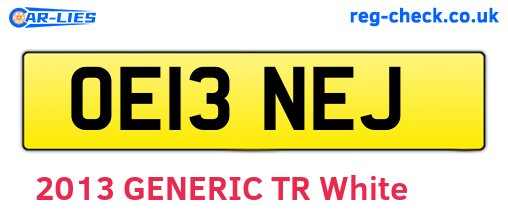 OE13NEJ are the vehicle registration plates.