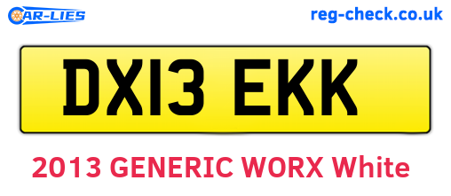DX13EKK are the vehicle registration plates.