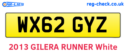 WX62GYZ are the vehicle registration plates.