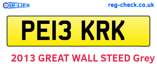 PE13KRK are the vehicle registration plates.