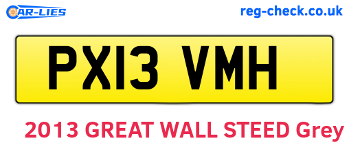 PX13VMH are the vehicle registration plates.