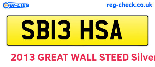 SB13HSA are the vehicle registration plates.