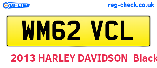 WM62VCL are the vehicle registration plates.