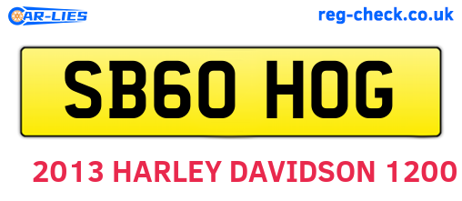 SB60HOG are the vehicle registration plates.