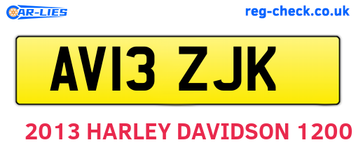 AV13ZJK are the vehicle registration plates.