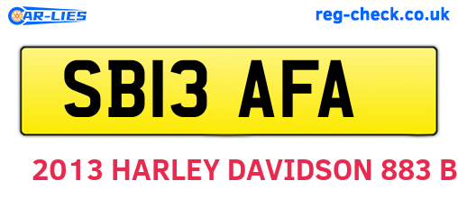 SB13AFA are the vehicle registration plates.