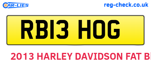 RB13HOG are the vehicle registration plates.
