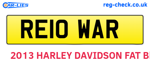 RE10WAR are the vehicle registration plates.