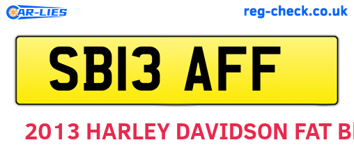 SB13AFF are the vehicle registration plates.