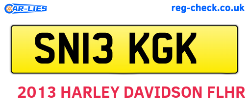 SN13KGK are the vehicle registration plates.