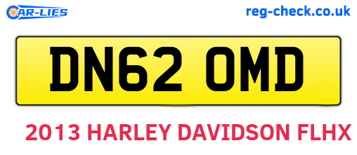 DN62OMD are the vehicle registration plates.