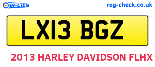 LX13BGZ are the vehicle registration plates.