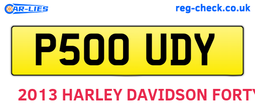 P500UDY are the vehicle registration plates.