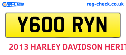 Y600RYN are the vehicle registration plates.