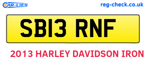 SB13RNF are the vehicle registration plates.