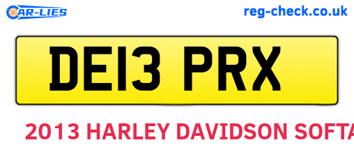 DE13PRX are the vehicle registration plates.