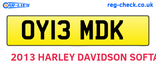 OY13MDK are the vehicle registration plates.
