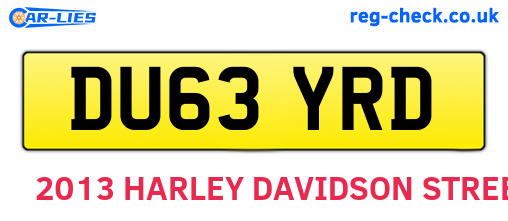 DU63YRD are the vehicle registration plates.