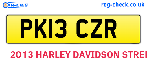 PK13CZR are the vehicle registration plates.
