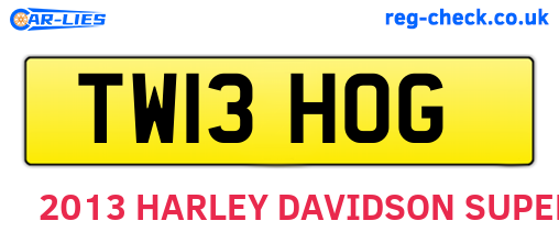 TW13HOG are the vehicle registration plates.