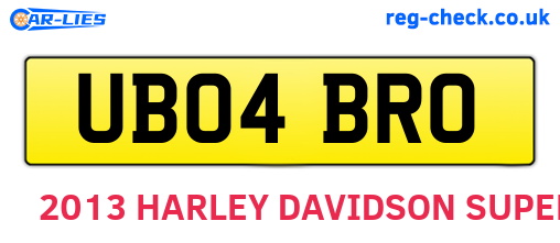 UB04BRO are the vehicle registration plates.