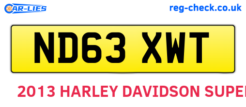 ND63XWT are the vehicle registration plates.