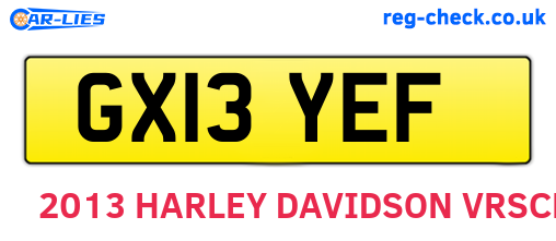 GX13YEF are the vehicle registration plates.