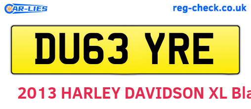 DU63YRE are the vehicle registration plates.