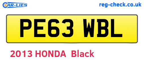 PE63WBL are the vehicle registration plates.