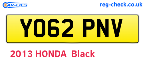 YO62PNV are the vehicle registration plates.