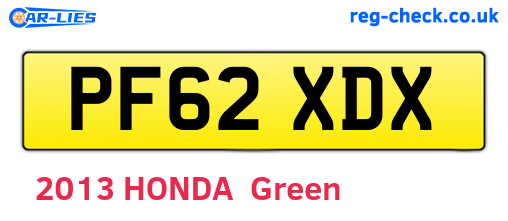 PF62XDX are the vehicle registration plates.