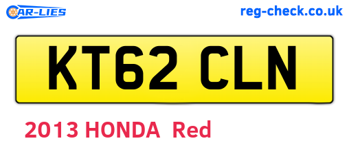 KT62CLN are the vehicle registration plates.