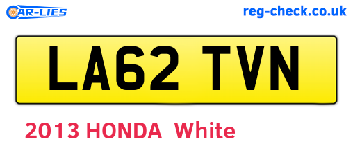 LA62TVN are the vehicle registration plates.