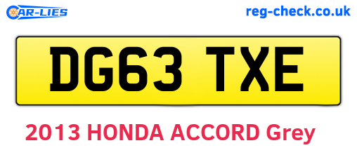DG63TXE are the vehicle registration plates.