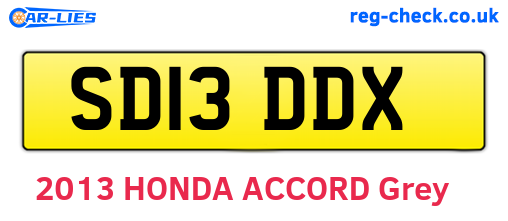 SD13DDX are the vehicle registration plates.