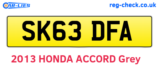 SK63DFA are the vehicle registration plates.