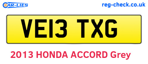 VE13TXG are the vehicle registration plates.