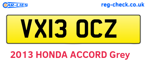 VX13OCZ are the vehicle registration plates.