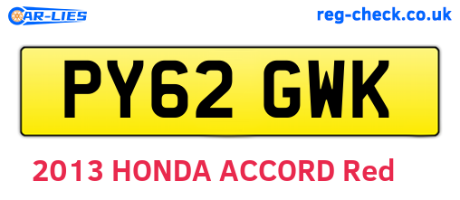 PY62GWK are the vehicle registration plates.