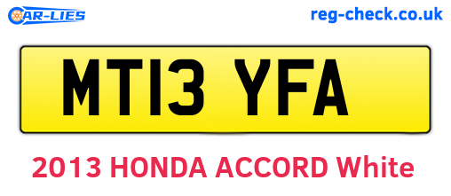 MT13YFA are the vehicle registration plates.