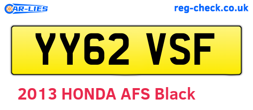 YY62VSF are the vehicle registration plates.