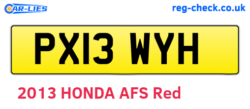 PX13WYH are the vehicle registration plates.