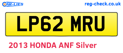 LP62MRU are the vehicle registration plates.